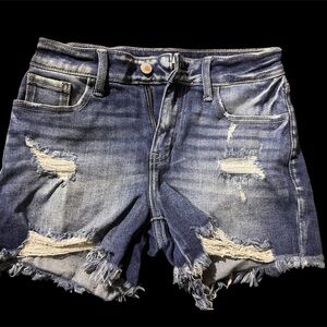 Kan can size 25 midi short Distressed Blue Denim Shorts
